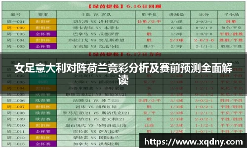 女足意大利对阵荷兰竞彩分析及赛前预测全面解读